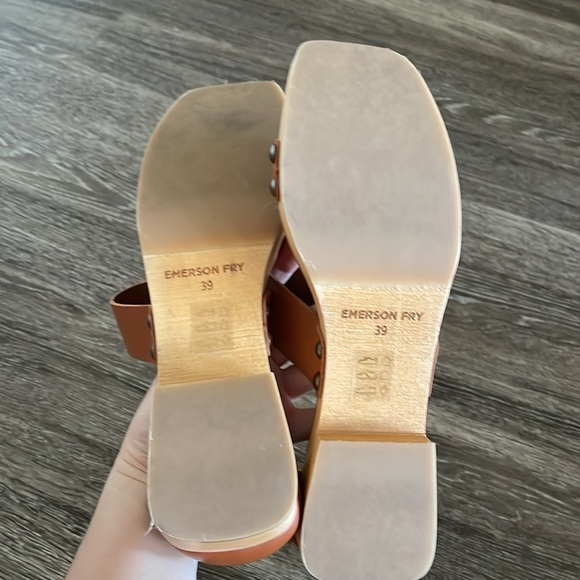 Emerson Fry Clog Low Sandals Women’s Size 8.5 Tuckernuck Cognac Leather Brown - Picture 6 of 6